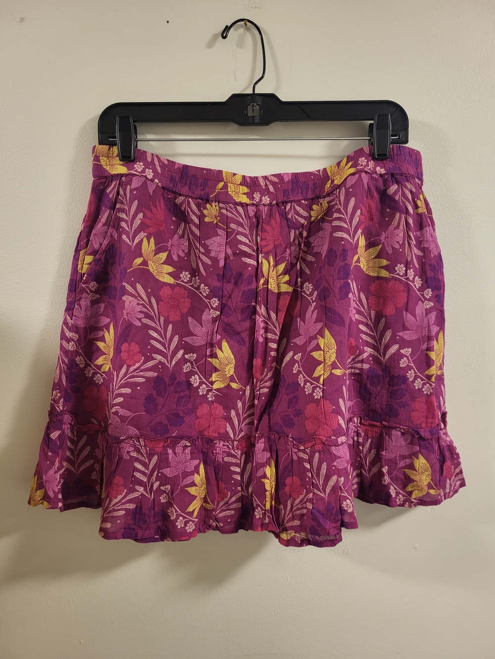 RACHEL Rachel Roy Purple Floral Ruffled Skirt with Yellow Accents XL
